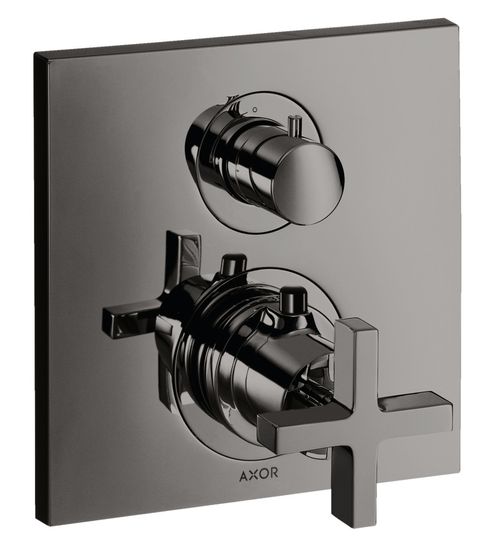 AXOR-HG-AXOR-Citterio-Thermostat-Unterputz-mit-Absperrventil-und-Kreuzgriff-Polished-Black-Chrome-39705330 gallery number 1